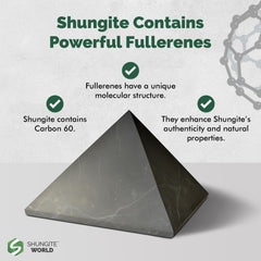 Shungite World authentic shungite pyramid for energy protection and aura cleansing near electronics.