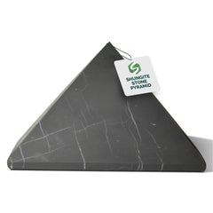 Shungite World authentic shungite pyramid 80mm on desk for energy balance and protection