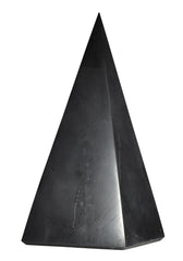 Shungite World tall pyramid front view for energy balance and focus