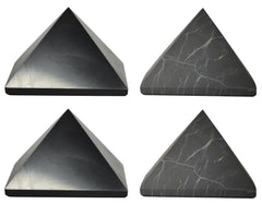 Shungite World four-piece polished pyramid for desk grounding and focus