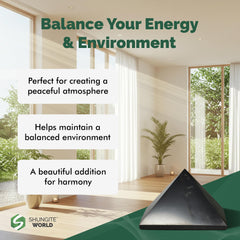 Shungite World pyramid beside electronics supports a calm work environment.