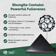 Shungite World pyramid creates spa-like ambiance for mindful relaxation.