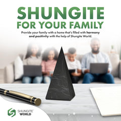 Shungite World pyramid with crystal set: enhances harmony with other stones