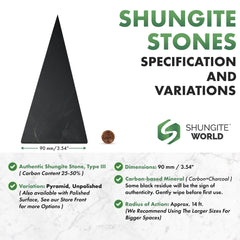 Shungite World unpolished pyramid 90mm grounding presence for calm room atmosphere