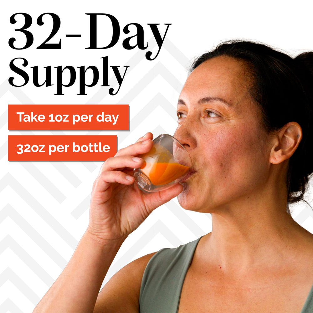 Sibu Omega-7 Pure with orange juice, illustrating a versatile daily mix.