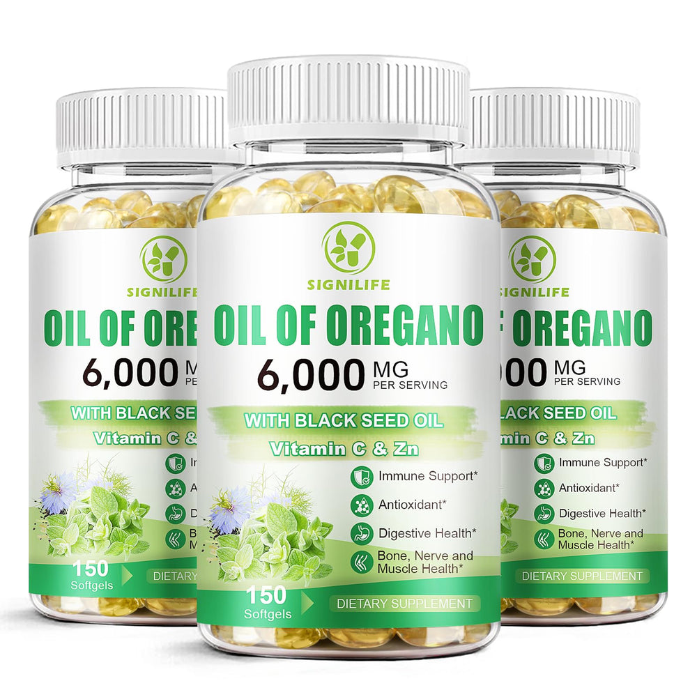 SIGNILIFE oregano oil softgel bottle highlighting convenient daily immune support.