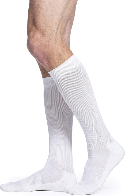 Sigvaris Men’s Motion Cushioned Cotton 360 sock top view with breathable knit for all-day comfort.