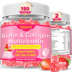 Sijigood collagen gummies bottle closeup highlighting the sugar-free formula for daily beauty support.
