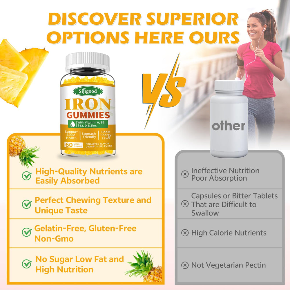 Sijigood sugar-free gummies depict gluten-free and non-GMO features.