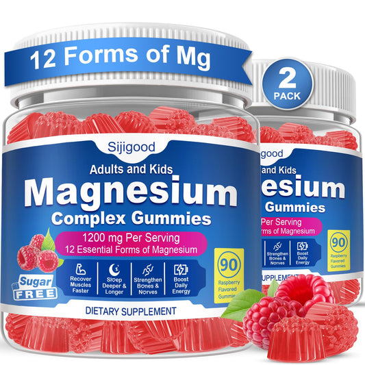 Sijigood Magnesium Gummies bottle front showing raspberry flavor for relaxation