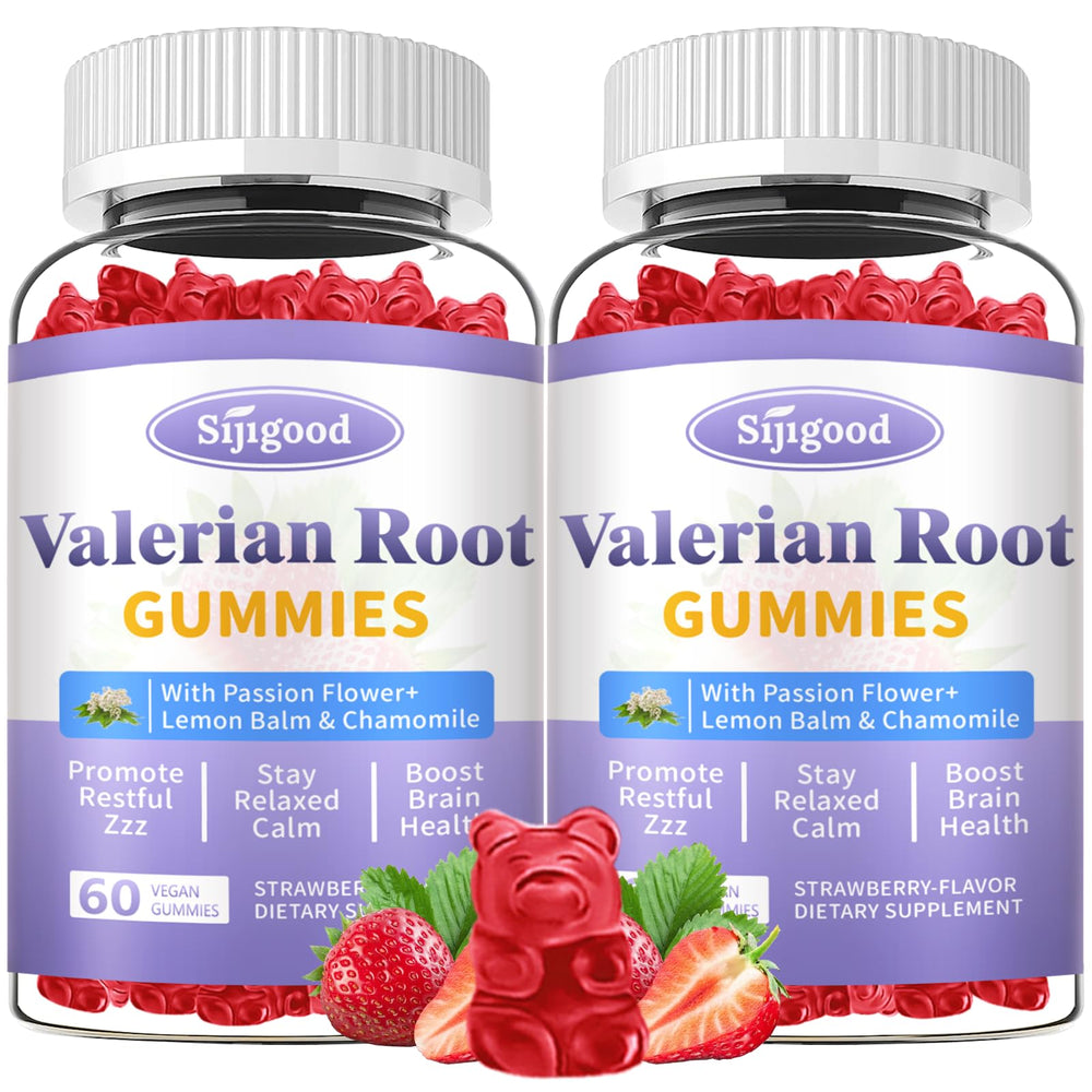 Sijigood valerian gummies bottle promotes relaxation for a calmer evening routine.