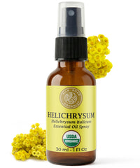 Silk Road Organic Helichrysum spray bottle with pump for easy skin care application and renewal.