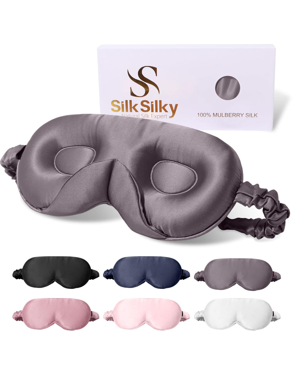 SilkSilky sleep mask with a 3D contour for comfortable wear and space around the eyes