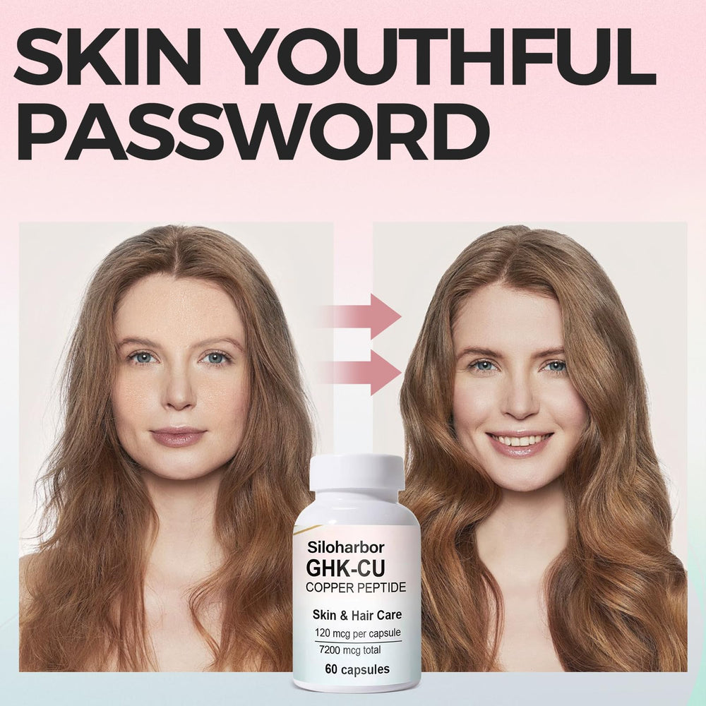 Siloharbor GHK-Cu vegan gluten-free badge indicating allergen-free formula.