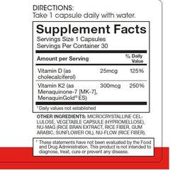 Close-up of Silver Fern K2-D3 label highlighting MK-7 and D3 sourcing