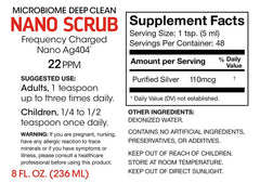 Silver Fern Nano Scrub bottle label highlights composition and serving details.