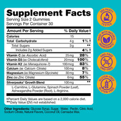 SILVERPEAKS height growth gummies serving spoon shows easy daily dose