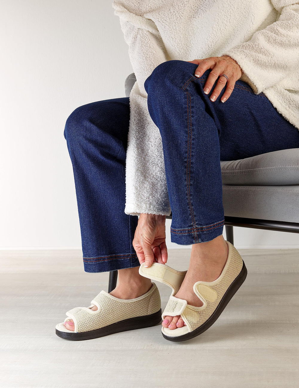 Silvert's diabetic-friendly slip-on sandals with adjustable Velcro straps for swollen feet.
