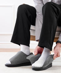 Silvert's slippers with fluid barrier to protect against spills and odors.