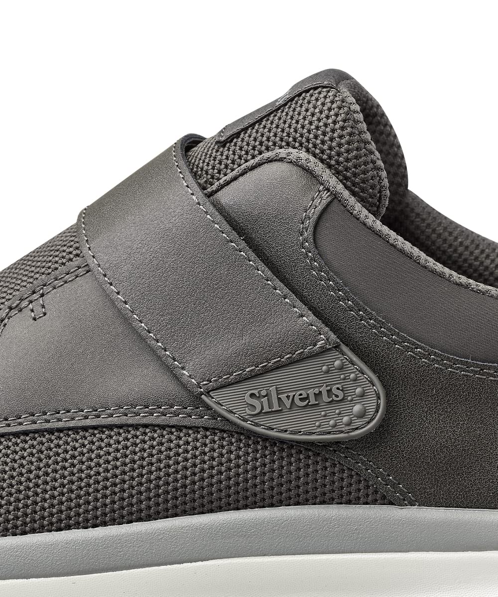 Silvert's Easy Wear extra wide walking shoe graphite featuring True Grip strap for quick adjustments.