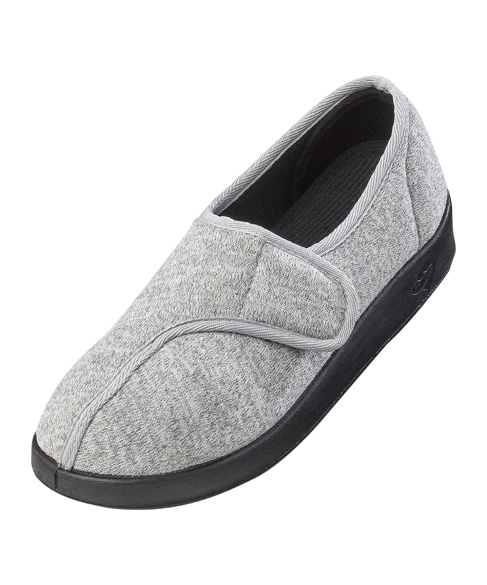 Silverts Extra Wide Easy Closure Jewel Slippers close-up fabric texture for soft, comfortable wear