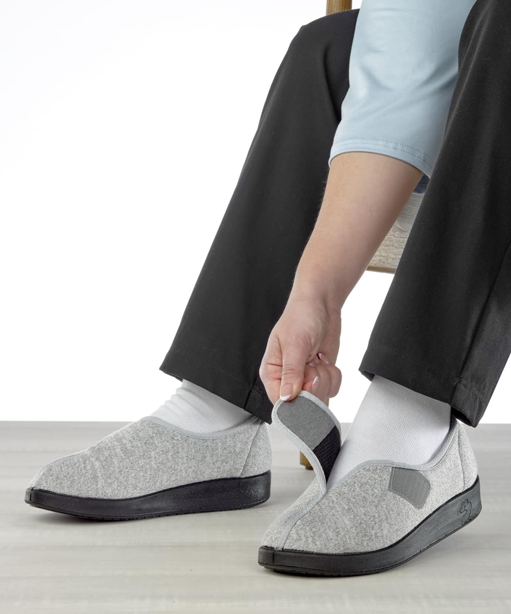 Silverts Extra Wide Easy Closure Jewel Slippers side view showing roomy toe box for edema comfort