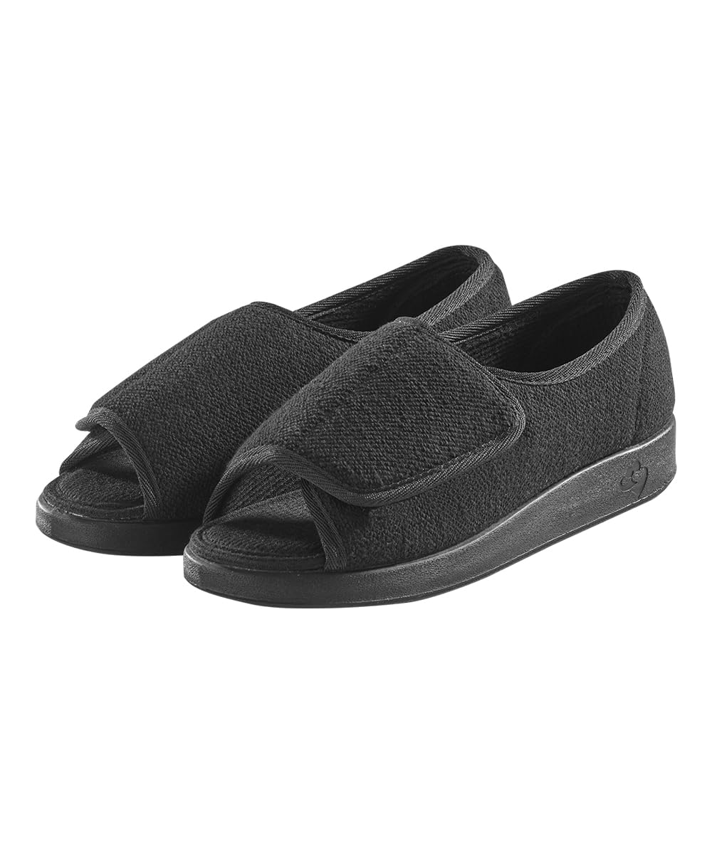 Silverts open toe shoes with breathable upper for all-day comfort in black.