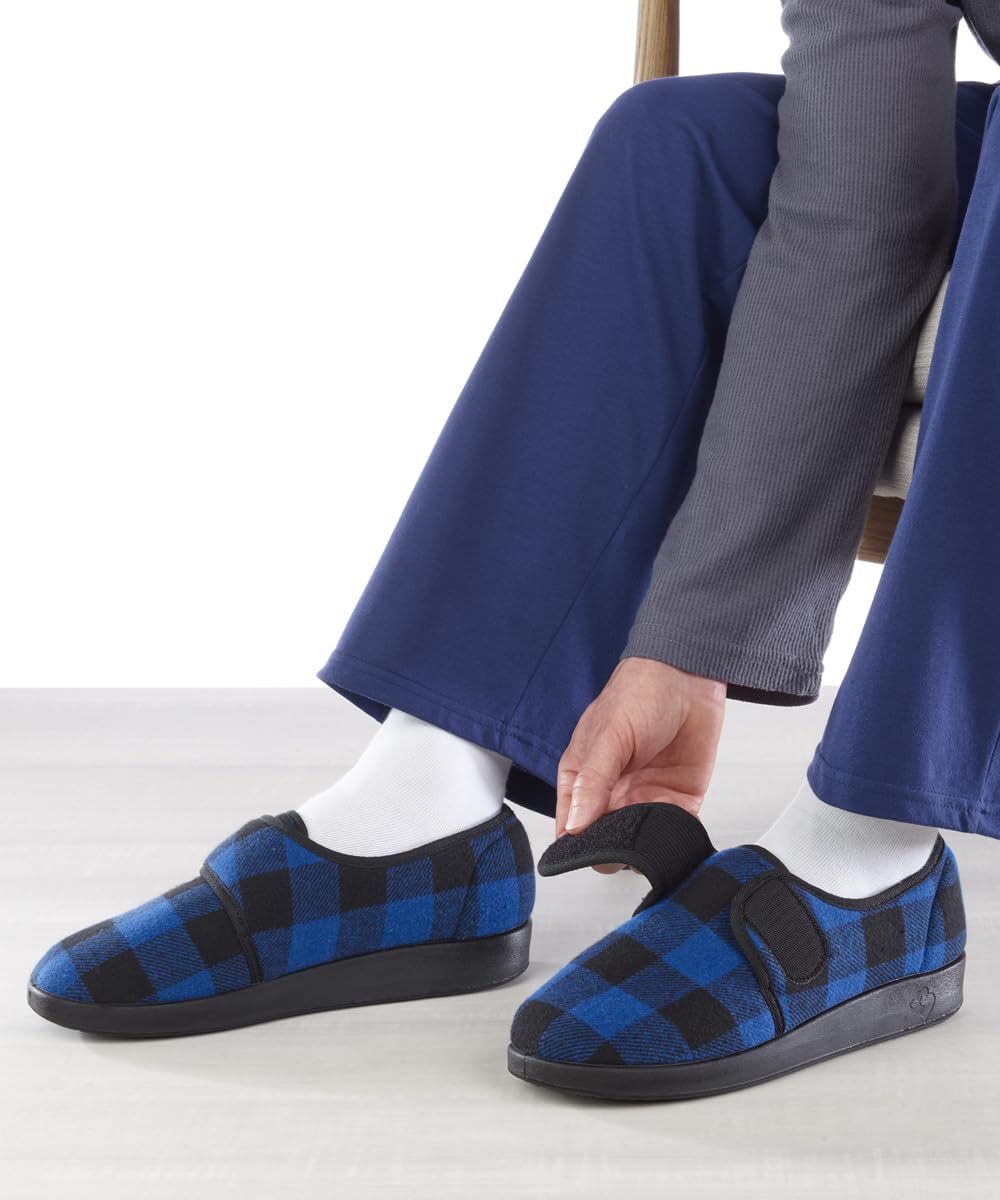 Silvert's red buffalo plaid slippers for cozy everyday wear.