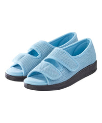 Silvert's Women's Adjustable Sandals with powder blue and black straps for swollen feet comfort