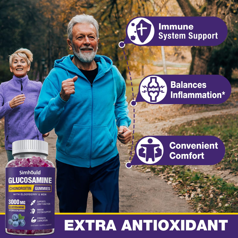 Simhould bottle of elderberry immune-support gummies on a shelf with glow.
