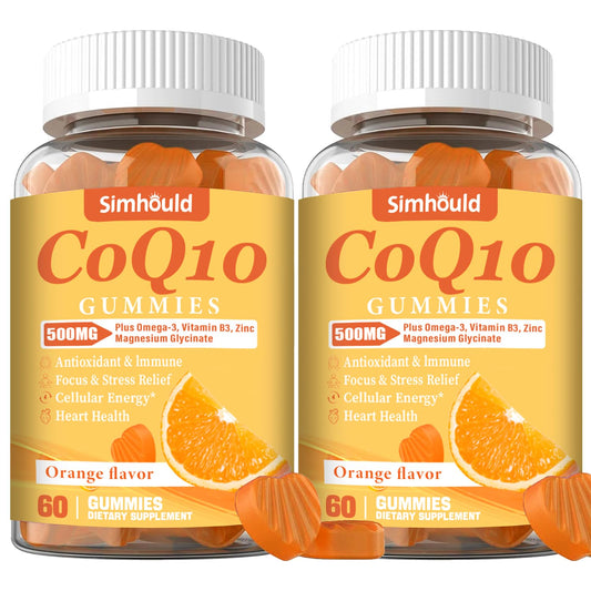 Simhould CoQ10 gummies 2-pack bottle for daily energy support.