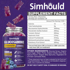 Simhould elderberry immune-support gummies highlighting elderberry content.