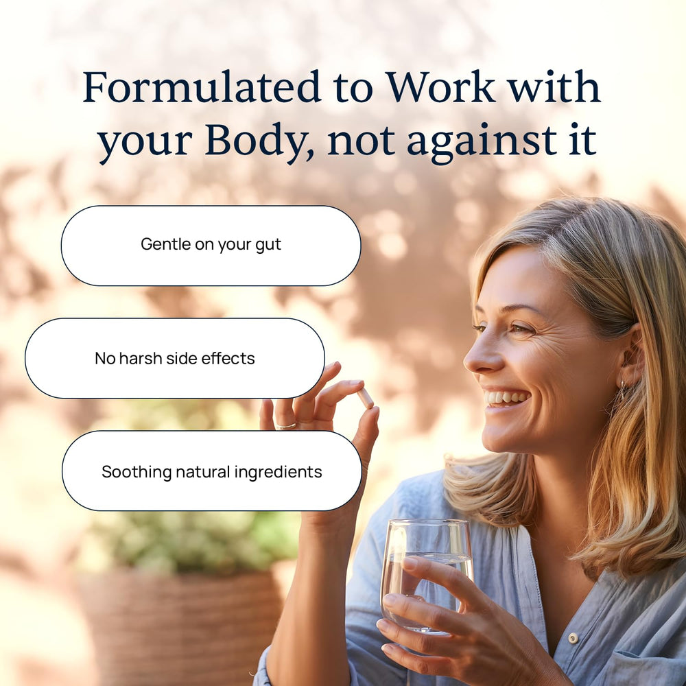 Simple Promise BellyFlush capsules in blister pack ready for nightly use