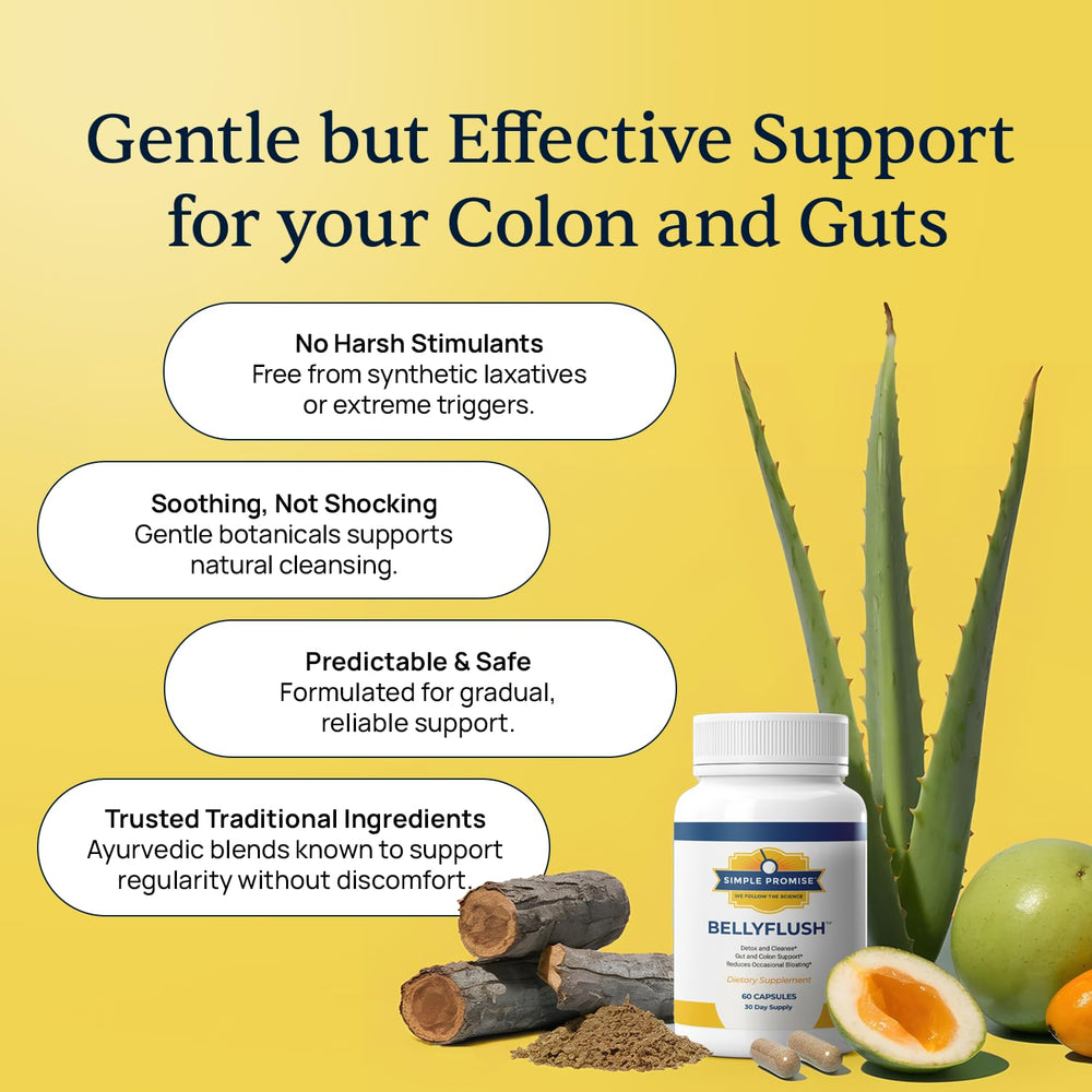 Simple Promise BellyFlush ingredients panel featuring milk thistle and clay