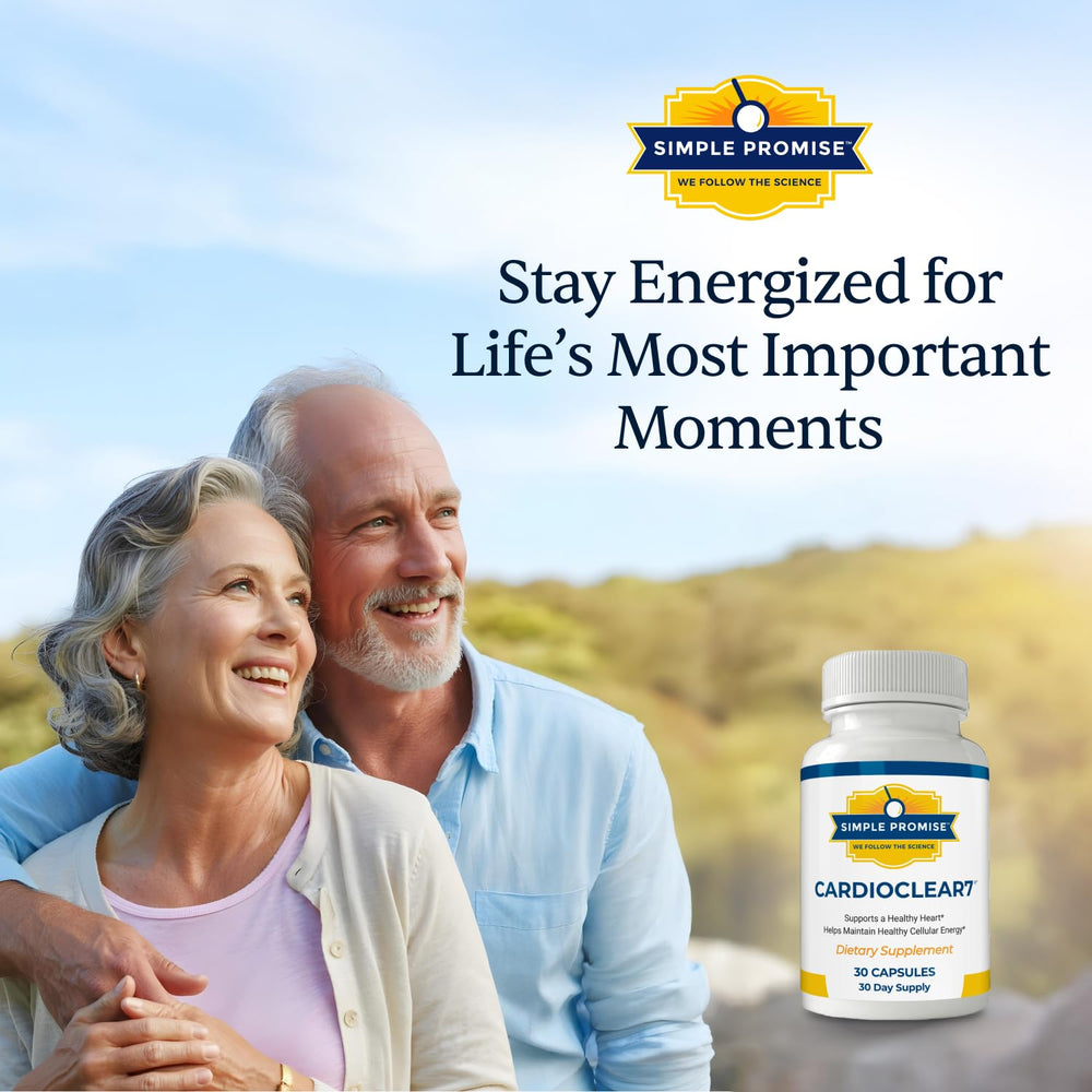 Hero shot of CardioClear7 bottle with clean, clinical design.