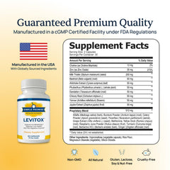 Levitox capsules close-up for convenient daily digestion support.