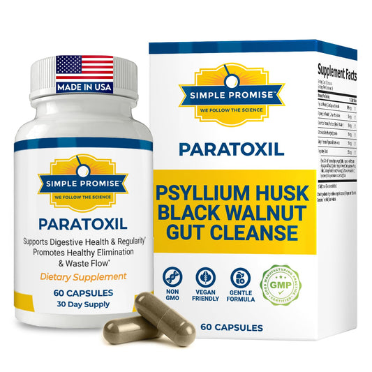 Simple Promise Paratoxil bottle front view for daily gut wellness support