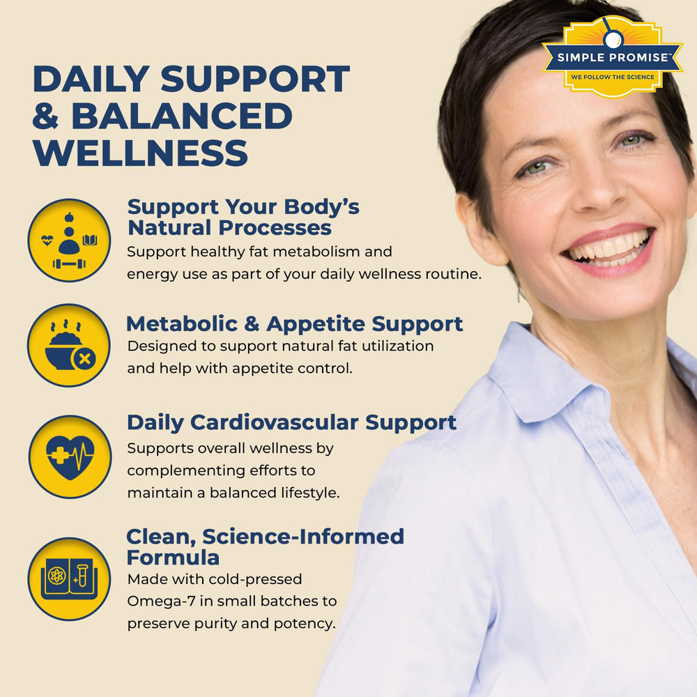 Pour shot of Simple Promise Ultra Omega Burn softgels ready to support daily wellness.