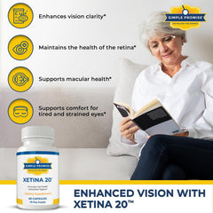 Simple Promise Xetina 20 box-on-desk conveys premium daily supplements.