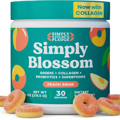 Simply Blossom Greens front tub highlights 45+ nutrients for daily nourishment.