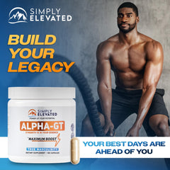 Simply Elevated Alpha-GT ingredients science graphic suggesting a balanced, evidence-based blend.