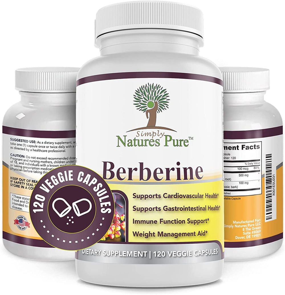 Simply Natures Pure berberine HCl bottle dispense cap for convenient daily use.