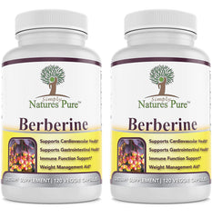 Simply Nature's Pure Berberine HCl capsules in a bottle for daily cardiovascular support.