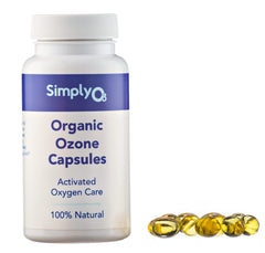 Simply O3 Pure ozonated olive oil capsules bottle for daily gut support