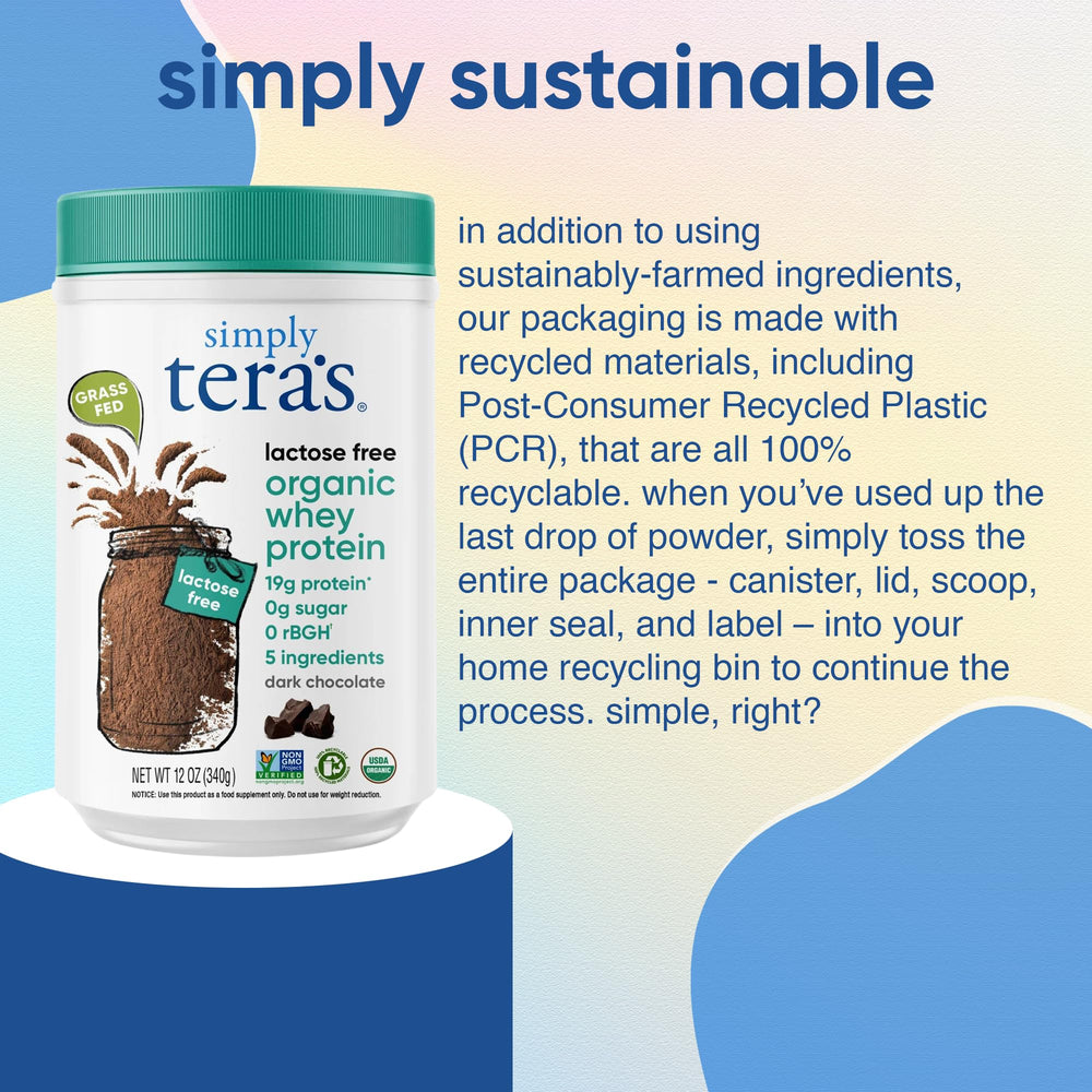 Simply tera's versatile whey powder for smoothies, pancakes, and oats.