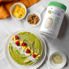 Ingredients panel emphasizes two-ingredient formula from simply tera's Organic whey protein.