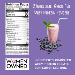 SimplyFUEL whey protein scoop highlights convenient measurement for precise servings.