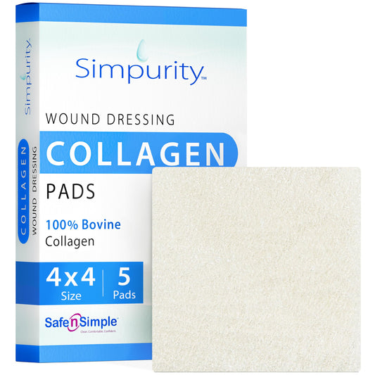 Simpurity collagen pads application demonstrates precise placement for targeted wound care and gentle healing.