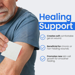 Simpurity flexible wound care pad is easy to apply under secondary dressings.