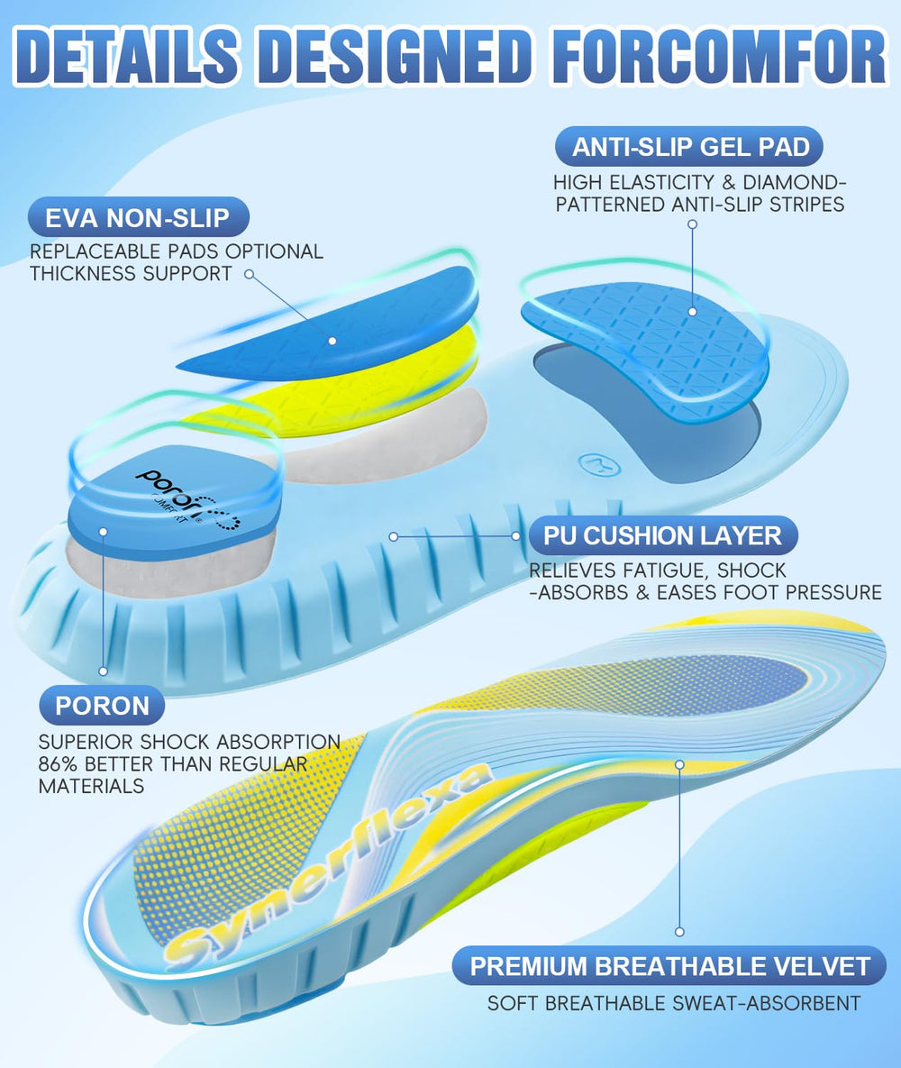 Sinbowl high arch support with U-shaped heel cup stabilizes feet during long walks